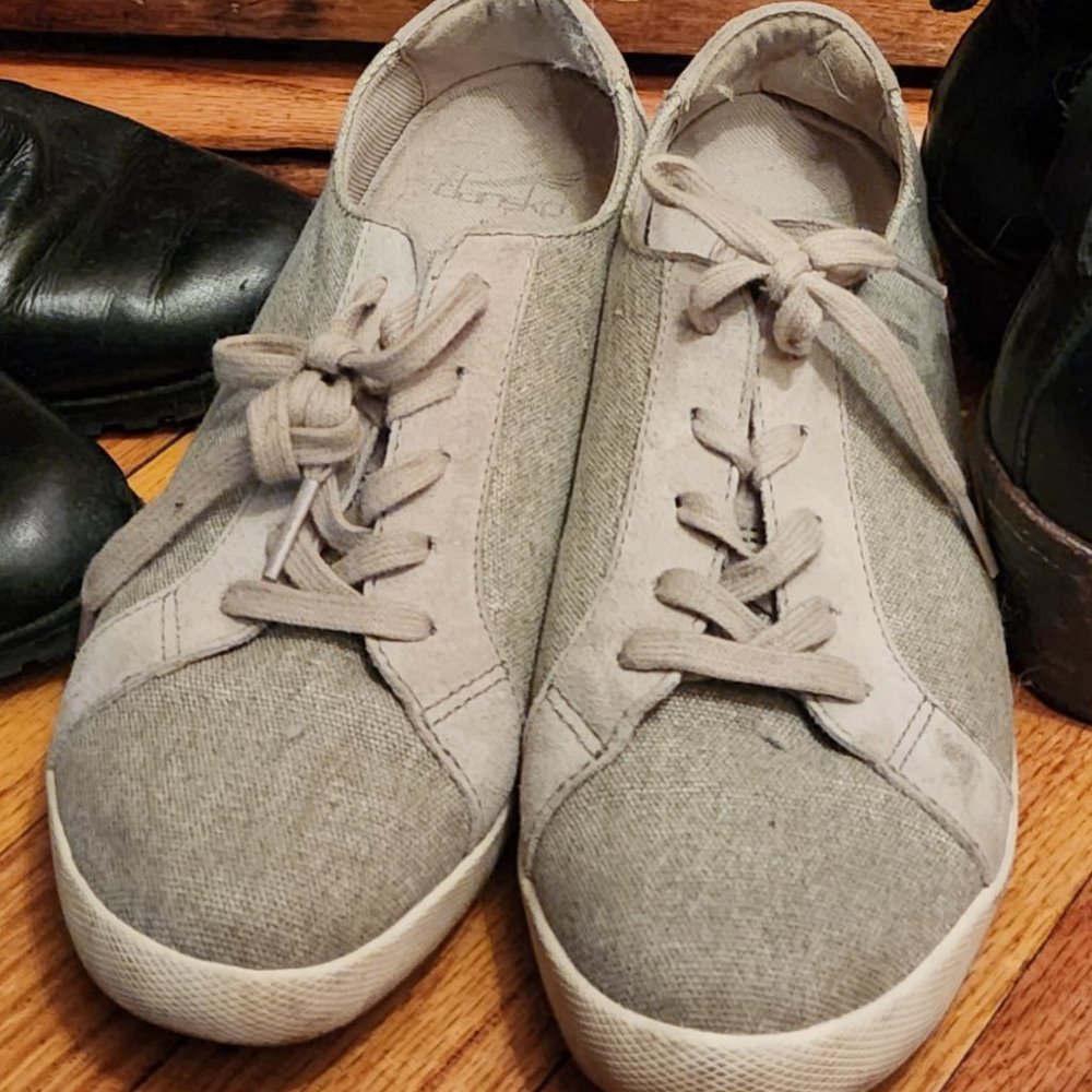 Dansko Olisa Grey Canvas Sneakers Lace Up